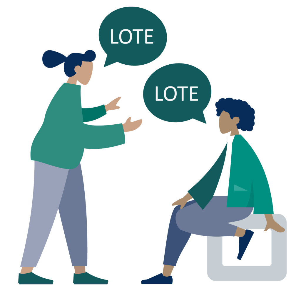 Two people talking in a LOTE